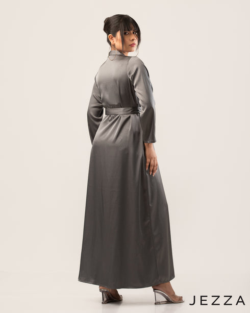 Satin Belted Dress 48052