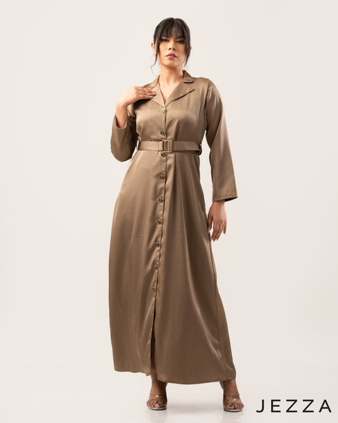 Satin Belted Dress 48051