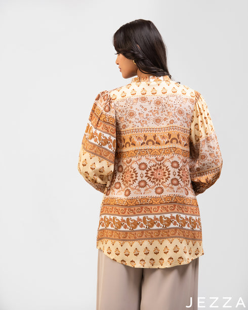 Artful Layers: Tri-Coat Sleeve Patchwork Top 76171