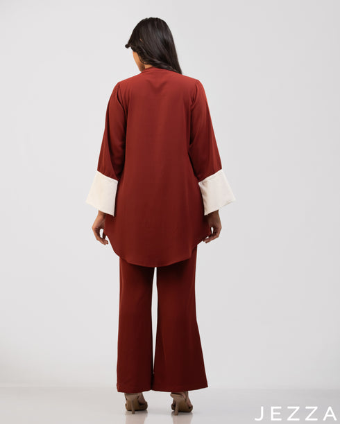 Urban Elegance: Color-Block Satin Co-Ord 68641