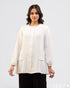 Pristine Poise: White Relaxed-Fit Formal Blouse 75481