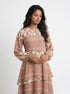 Floral Haze: Flowing Long Sleeve Dress 81761