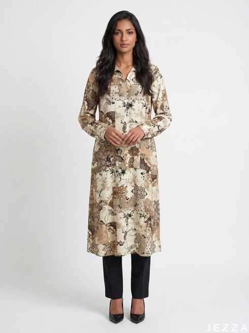 Artisan Rhythm: Patchwork Print Midi Top 77331