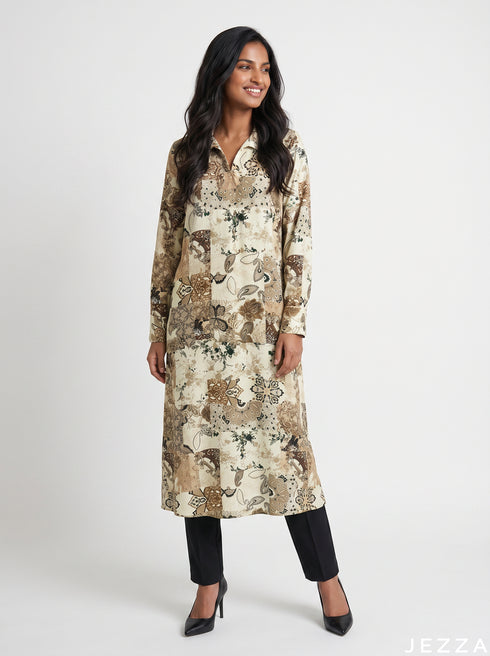 Artisan Rhythm: Patchwork Print Midi Top 77331