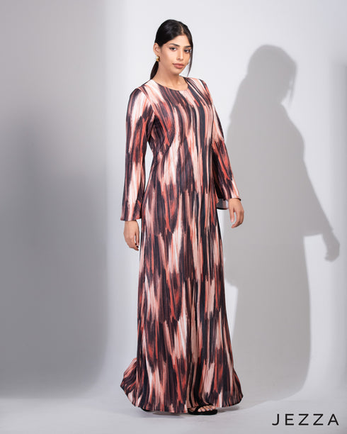 Graceful Ripple: Micro Pleated Satin A-Line Dress 72621