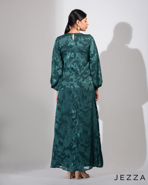 Regal Allure: Brocade A-Line Ankle Dress 75621