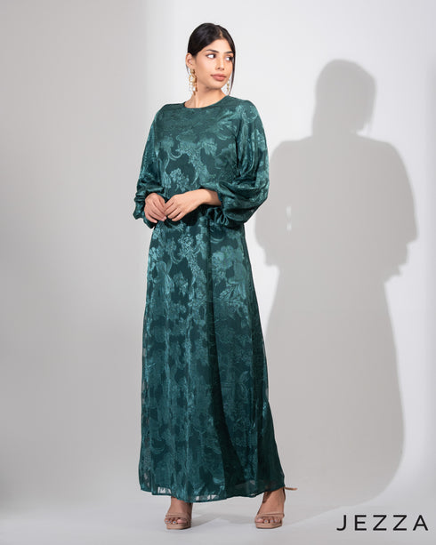 Regal Allure: Brocade A-Line Ankle Dress 75621