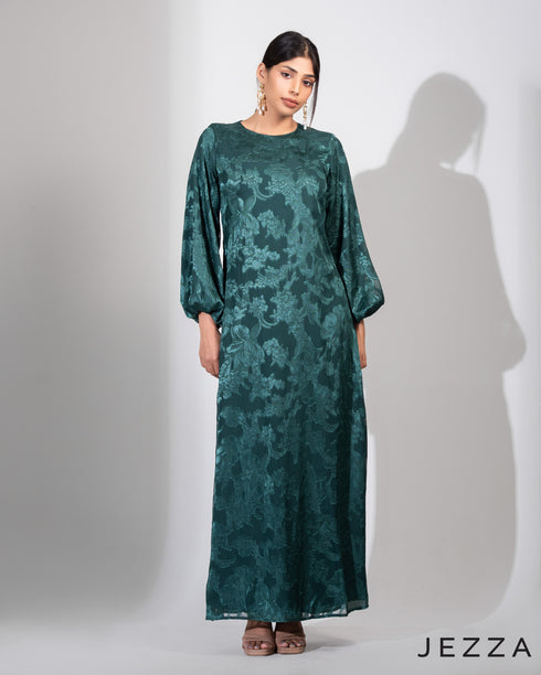 Regal Allure: Brocade A-Line Ankle Dress 75621