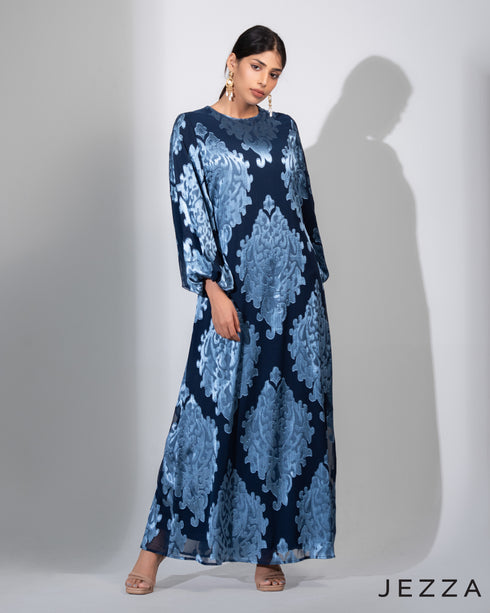 Regal Allure: Brocade A-Line Ankle Dress 72961