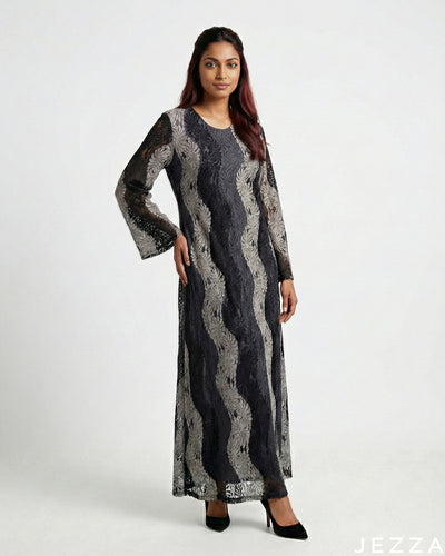 Elegant Bloom: Floral Lace A-Line Dress 80612