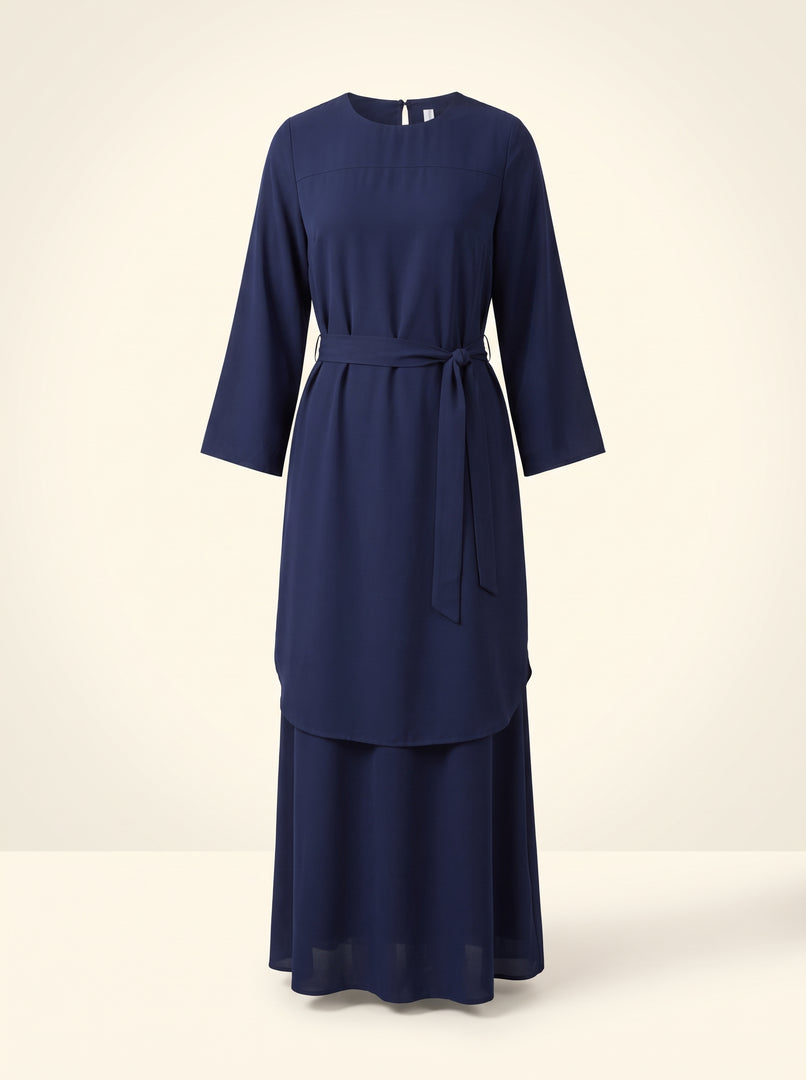 Navy Blue Classic Long Dress 93343