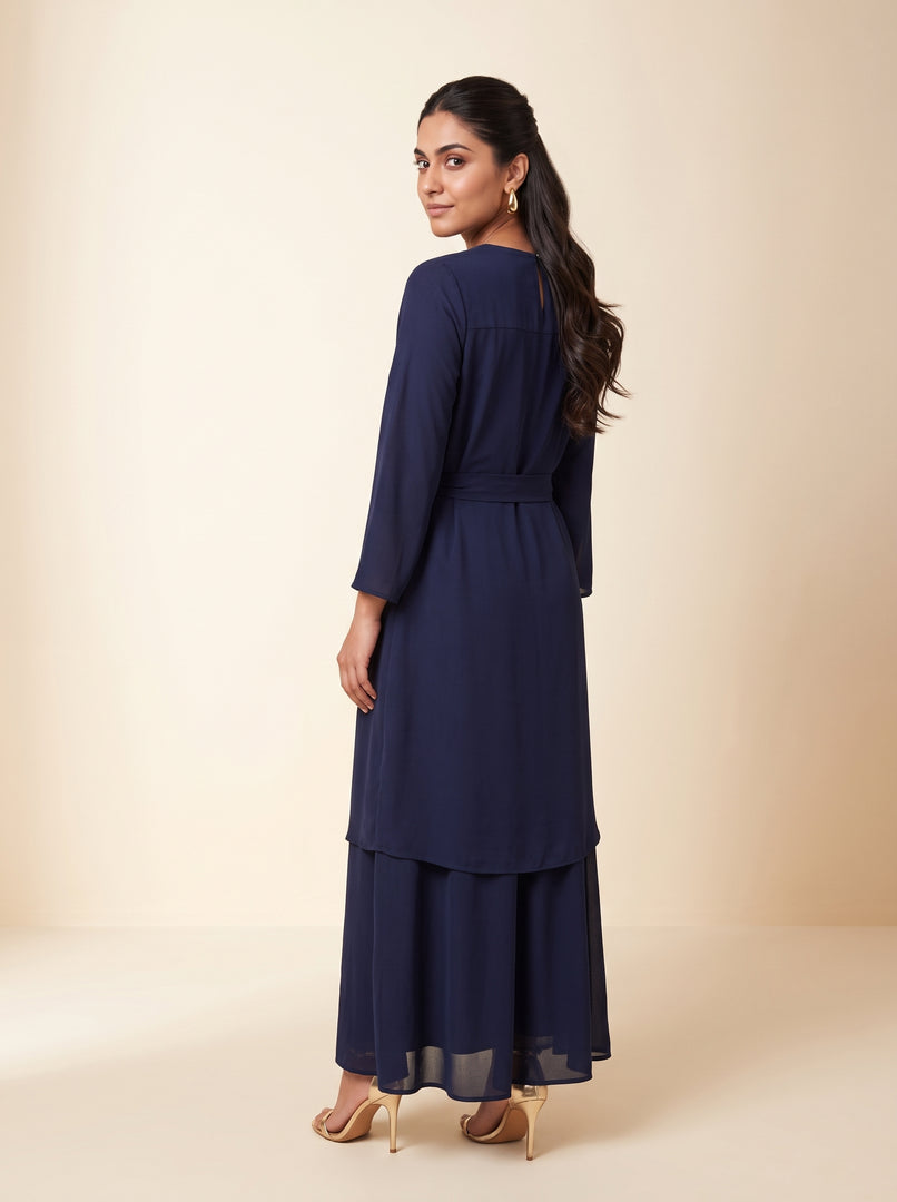 Navy Blue Classic Long Dress 93343