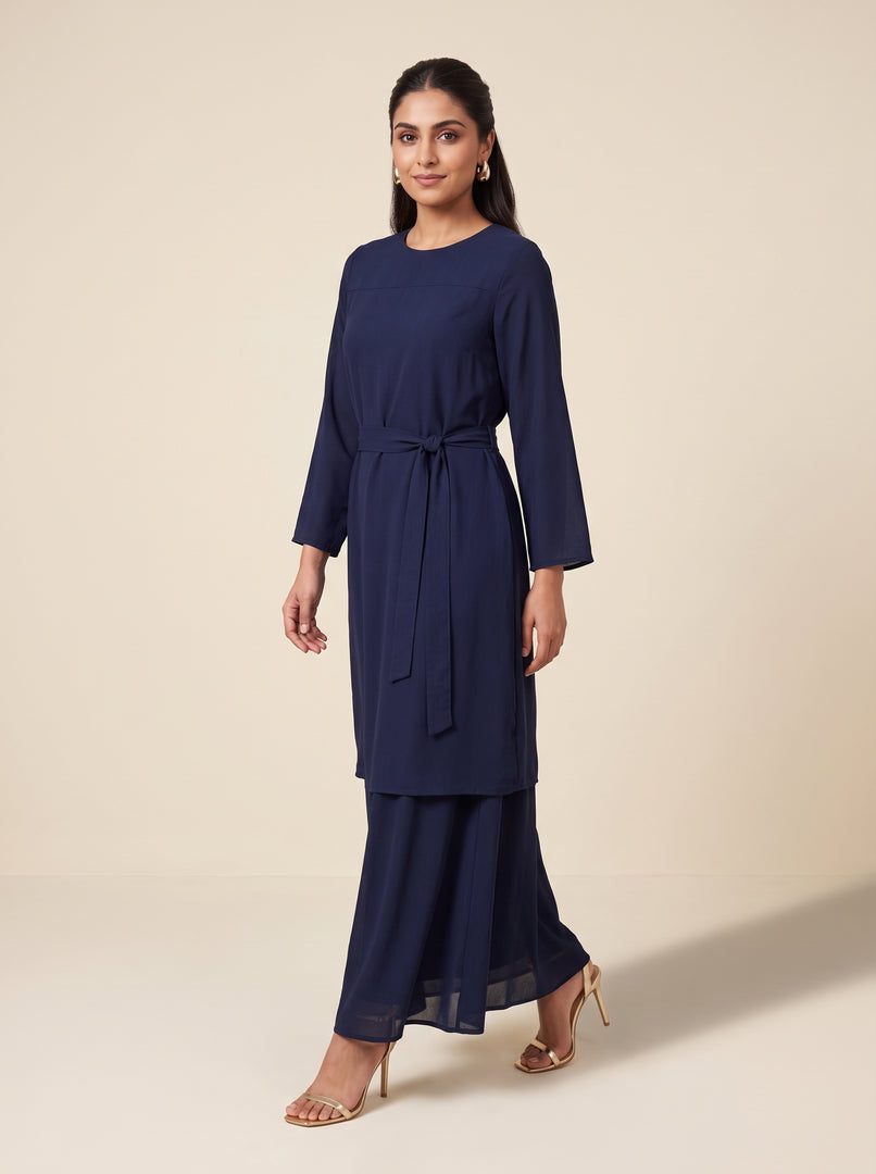 Navy Blue Classic Long Dress 93343