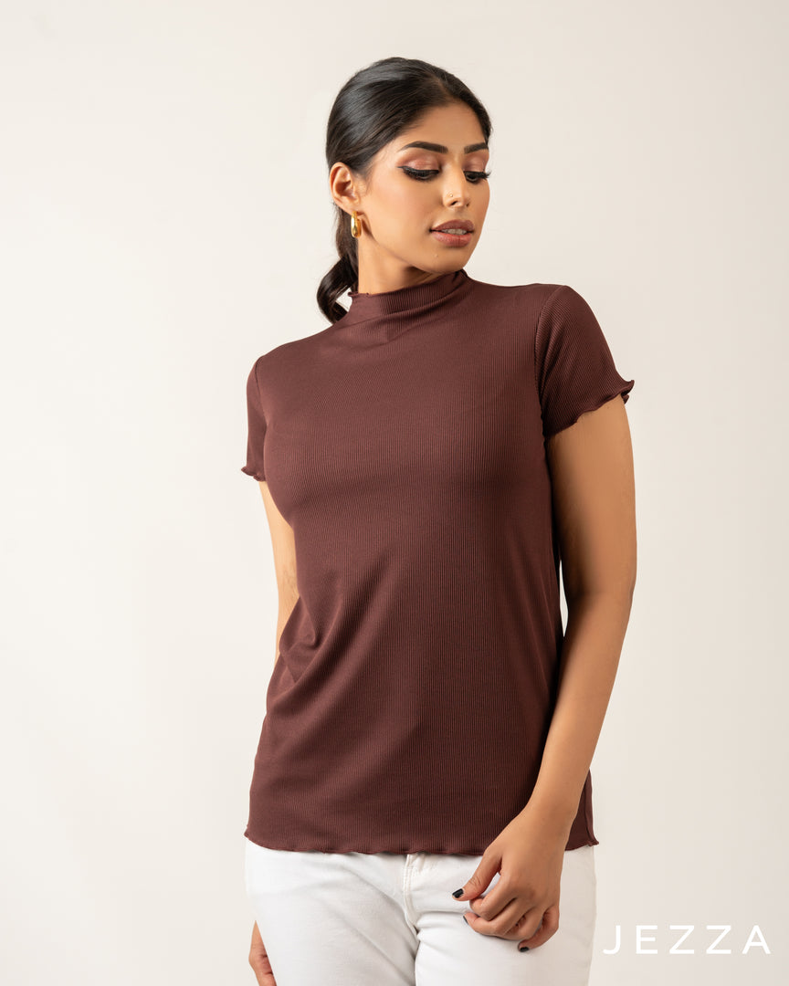 Stretch Fit Short Sleeve Hip-Length Top 70791
