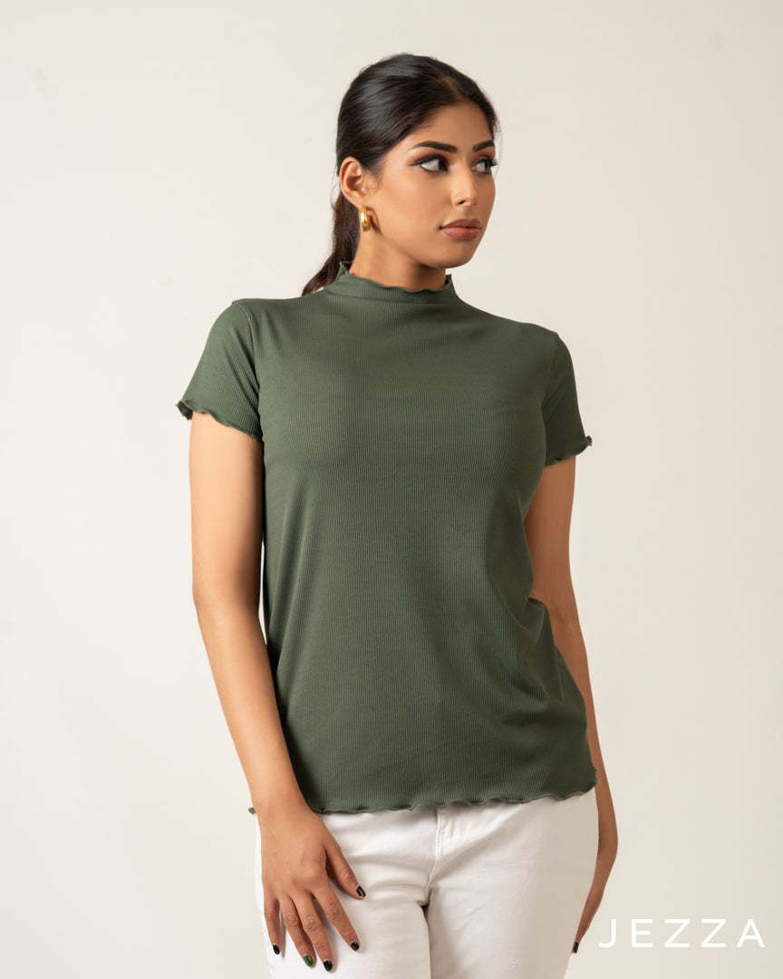 Stretch Fit Short Sleeve Hip-Length Top 70793