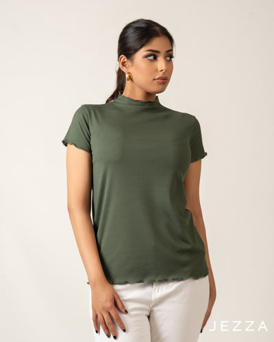 Stretch Fit Short Sleeve Hip-Length Top 70793