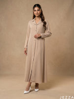 Load image into Gallery viewer, Effortless Poise: Beige A-Line Dress 82211