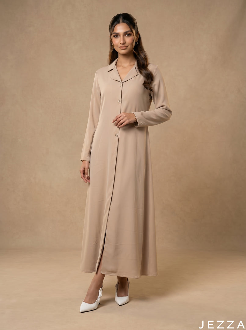 Effortless Poise: Beige A-Line Dress 82211