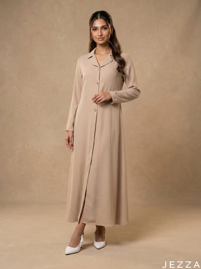 Effortless Poise: Beige A-Line Dress 82211