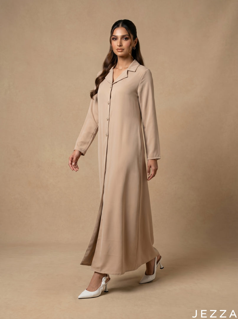 Effortless Poise: Beige A-Line Dress 82211