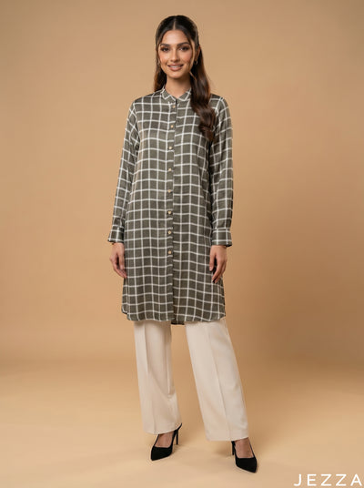 Contemporary Structure: Windowpane Grid Knee Top 82401