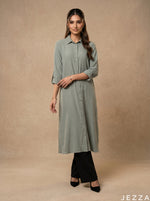 Load image into Gallery viewer, Earthbound Elegance: Smoke Green Midi Top 82913