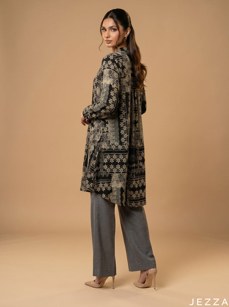 Ornate Elegance: Tapestry Print Knee Top 83861
