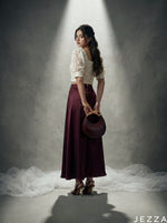 Load image into Gallery viewer, Wine Glide: Burgundy Satin Skirt 87341