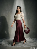 Load image into Gallery viewer, Wine Glide: Burgundy Satin Skirt 87341