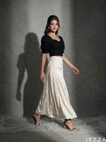 Load image into Gallery viewer, Ivory Flow: Off White Satin Skirt 87321