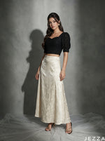 Load image into Gallery viewer, Ivory Flow: Off White Satin Skirt 87321