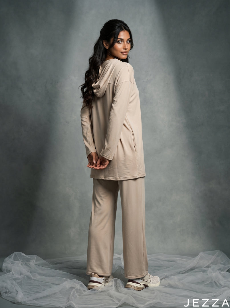 Soft Terrain: Beige Jersey Hoodie Set 87443/81963