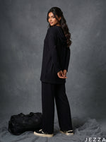 Load image into Gallery viewer, Off-Duty Mode: Black Hoodie &amp; Pant Set 87441