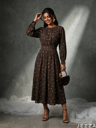 Woven Rhythm: Ikat Poly Cotton NM Dress 84891