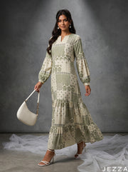 Patchwork Harmony: Rayon YA Ankle Dress 87351