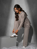 Load image into Gallery viewer, Urban Ease: Gray Jersey Hoodie Set 87442/81962