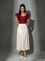 Load image into Gallery viewer, Soft Ivory Drift: Off White Satin Skirt 81741