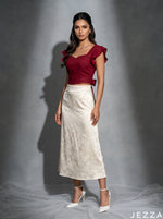 Load image into Gallery viewer, Soft Ivory Drift: Off White Satin Skirt 81741