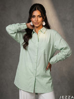 Load image into Gallery viewer, Fresh Utility: Light Green Poly Cotton Top 87131