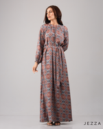 Load image into Gallery viewer, Printed Polyester Ankle Length Dress 61702