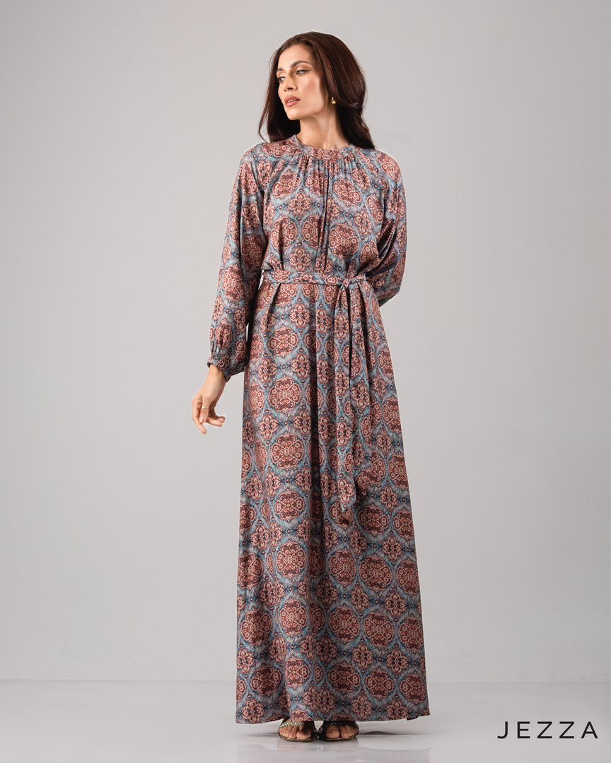 Printed Polyester Ankle Length Dress 61702