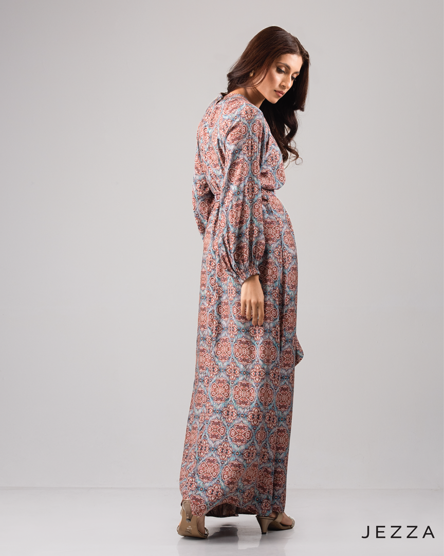 Printed Polyester Ankle Length Dress 61702