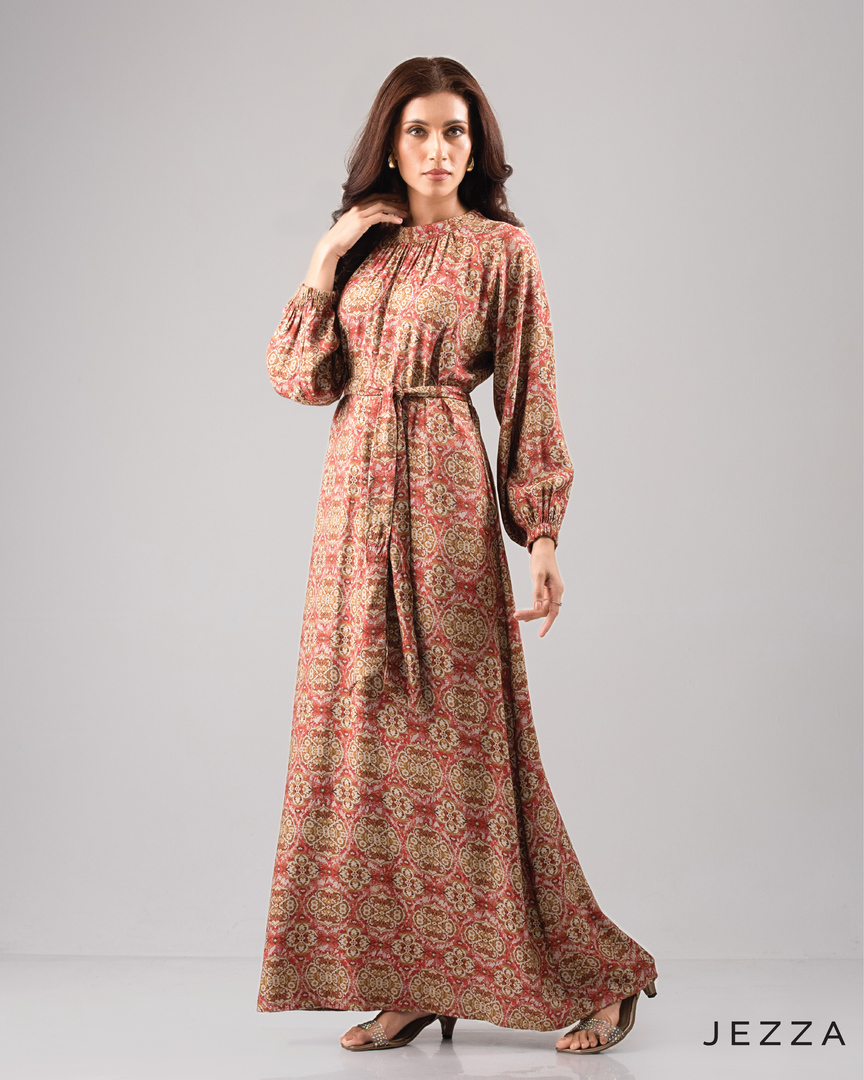 Printed Polyester Ankle Length Dress 61701