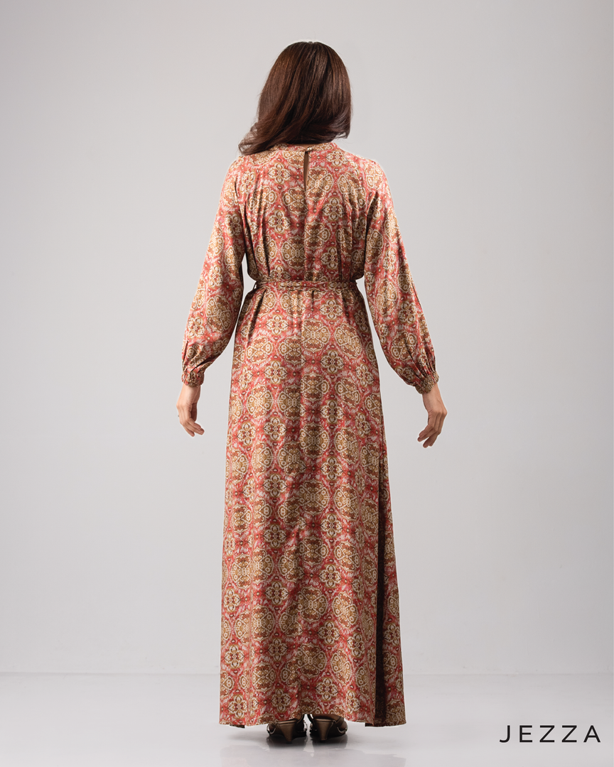 Printed Polyester Ankle Length Dress 61701