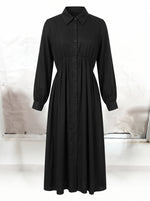 Load image into Gallery viewer, Black Collared Midi Dress 87934