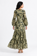 Load image into Gallery viewer, Botanical Leaf Print Long Dress 93991