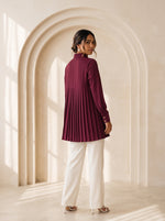 Load image into Gallery viewer, Maroon Collared Below Hip Top 90051