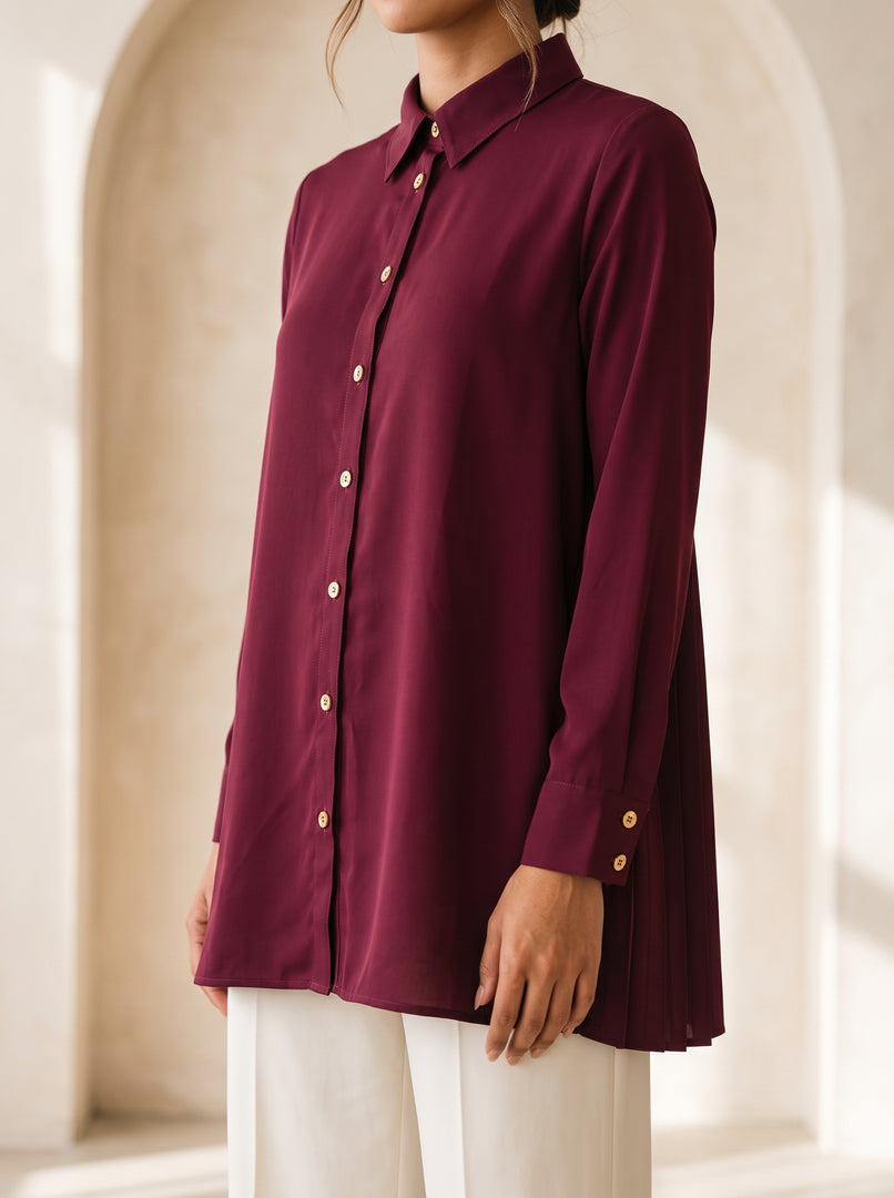 Maroon Collared Below Hip Top 90051