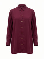 Load image into Gallery viewer, Maroon Collared Below Hip Top 90051
