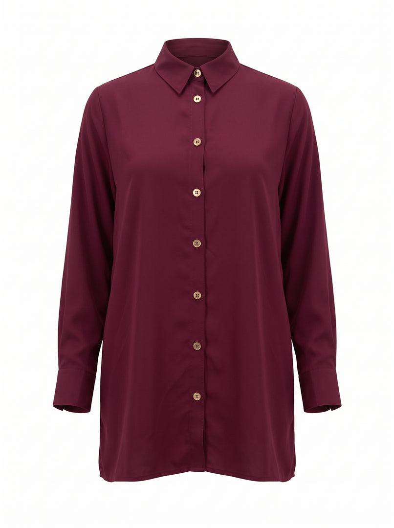 Maroon Collared Below Hip Top 90051